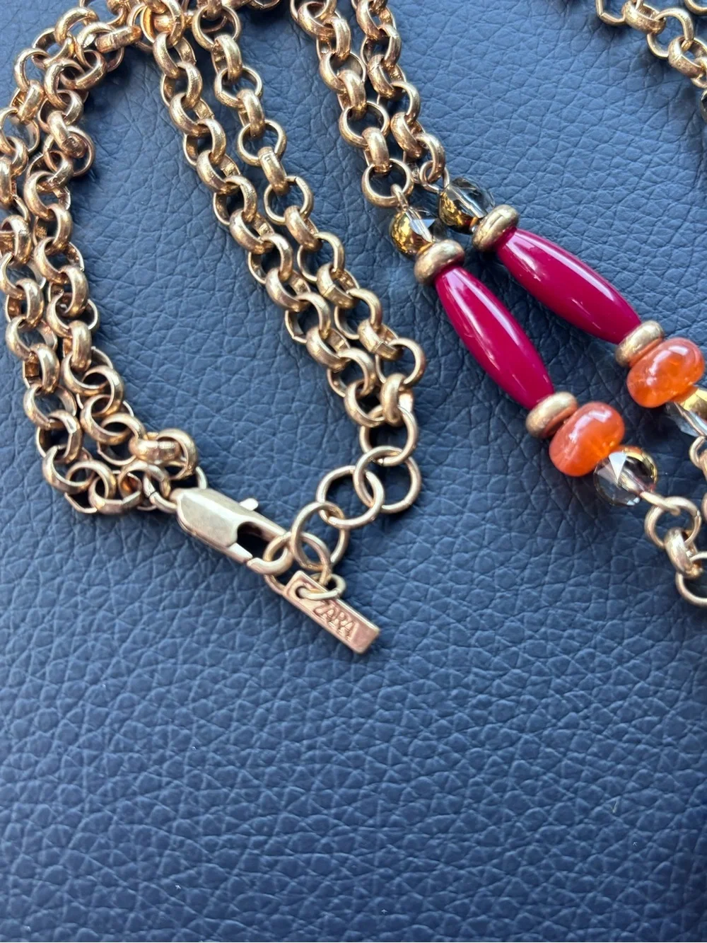 Zara beaded Gold-Tone Pink & Orange Butterfly Pendant Necklace - Women Jewelry